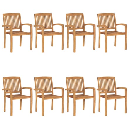 vidaXL - Tuinstoelen - stapelbaar - 8 - st - massief - teakhout