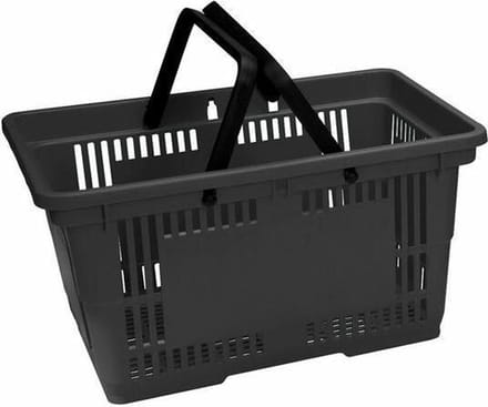 Winkelmandje 28 liter - zwart - 2 handgrepen - 10 stuks