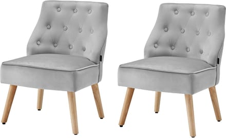 Emery-Loungestoel in fluweel grijs Set van 2