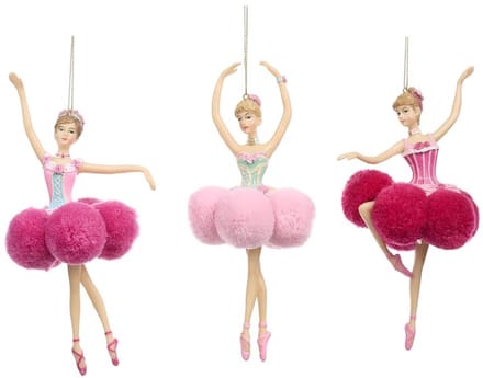 Goodwill - Set Pompon ballerina's (3 stuks) - 18 cm - polyresin/textiel - Roze