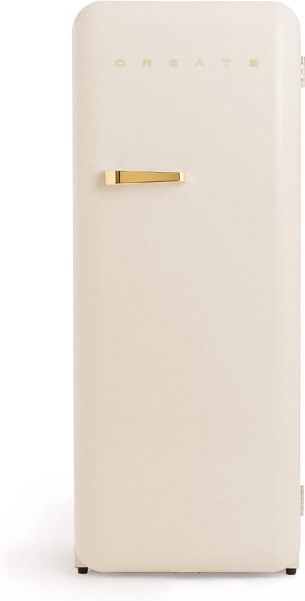 CREATE - Koelkast in retrostijl - Gebroken wit - Handvat Goud - FRIDGE RETRO 281L