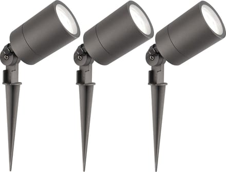 Ledvion - 3X LED Prikspots - Antraciet - IP65 - 5W - 6500K - 2M
