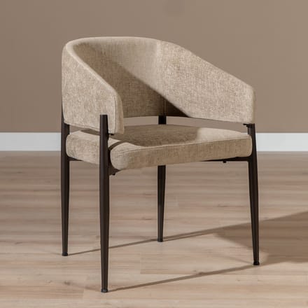 Bronx71® Velvet eetkamerstoel Bret taupe - stoel