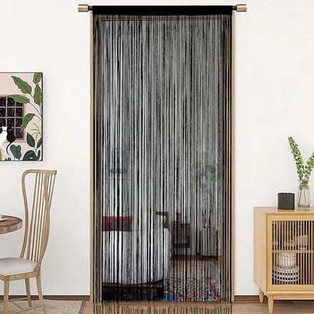 White-label® Deurgordijn Kralen - Macrame - 90x200cm - Zwart