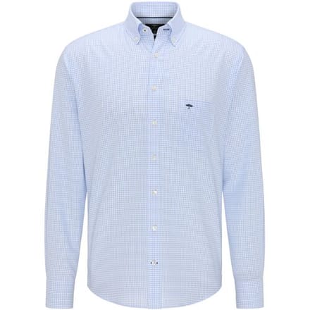 Fynch-Hatton Overhemd All-Season Oxford Check Licht Blauw / male
