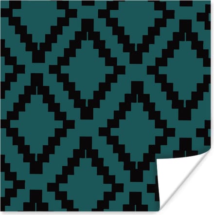 Poster Blokken - Patronen - Groen - 100x100 cm XXL