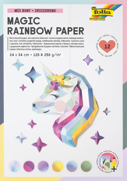 Regenboogpapier en karton folia 24x34 12vel 6tint | 5 stuks