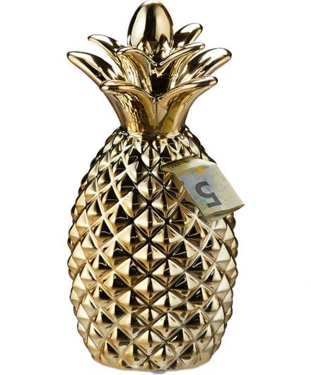 spaarpot ananas - 24 x 10,5 cm - goud
