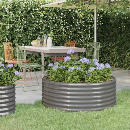 vidaXL - Plantenbak - 100x100x36 - cm - gegalvaniseerd - staal - grijs