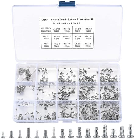 800-Piece Micro Screw Set, Mini Screw Set, M1, M1.2, M1.4, M1.6, M1.7 Small Self Drilling Screw Set, Small for Eyewear - ShopVlot