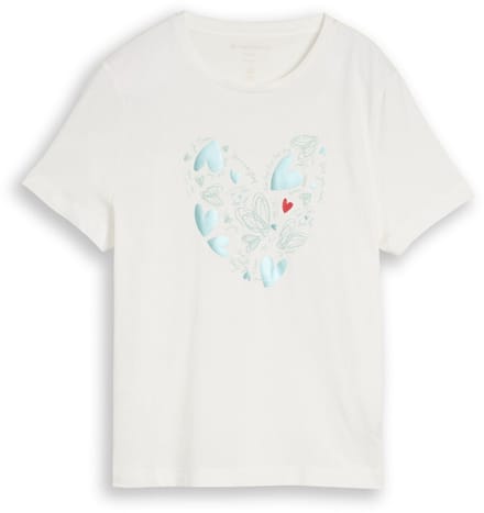 Tom Tailor - T-shirt met print - Maat XL - Dove White