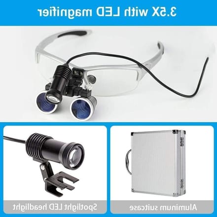 Vergrootglas Bril - Vergrootglas op hoofd - Precisiewerk - Verstelbaar LED-licht - 3.5x Vergroting - Zilver