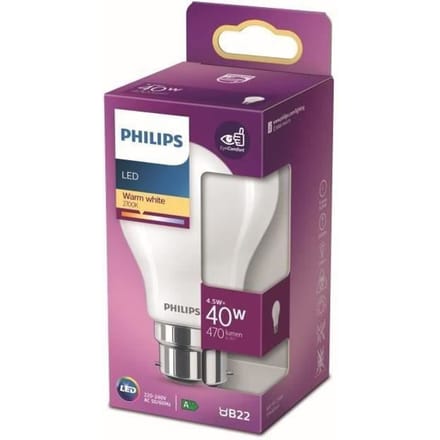 Philips ampoule LED Equivalent 40W B22 Blanc chaud non dimmable, verre