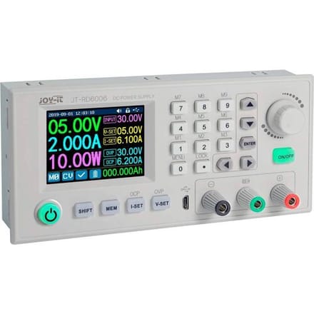 Joy-it RD6006 Labvoeding, regelbaar 0 - 60 0 mA - 6 A Op afstand bedienbaar, Programmeerbaar, Smal model Aantal uitgangen: 2 x