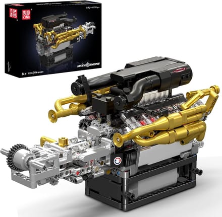 Technik V12 Motor - Bouwstenen Kit - Modelbouw - 974 Onderdelen - 27.5 cm x 15.1 cm - Goud