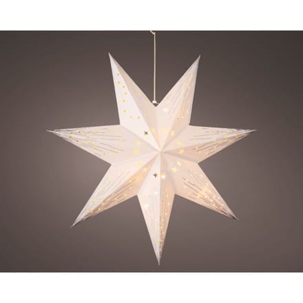 Lumineo Verlichte kerstster - wit - 40 cm - op batterijen - 10 led lampjes - warm wit