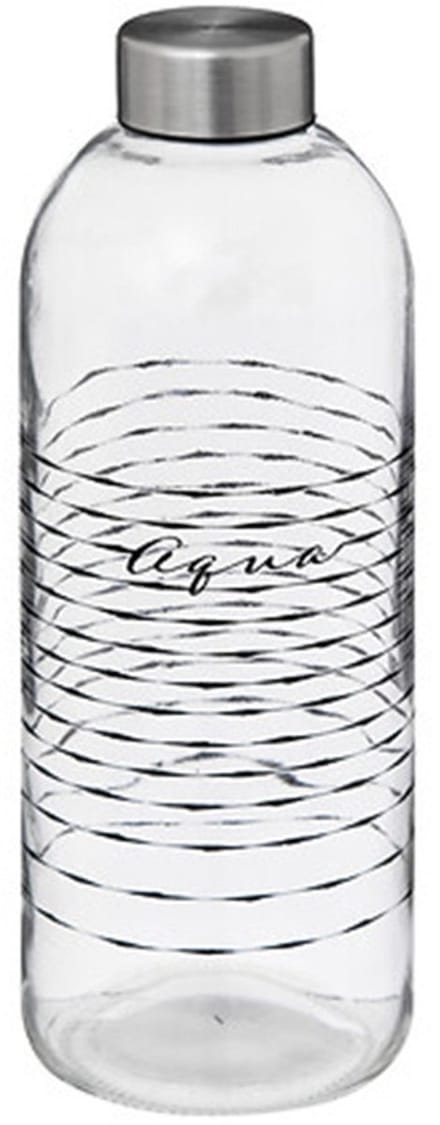 5Five Glazen waterfles - drinkfles - sportfles - helder transparant - met RVS dop - 1000 ml