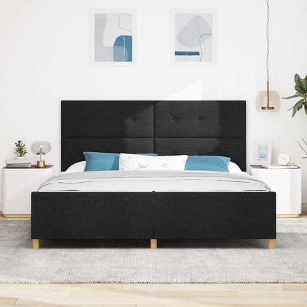 vidaXL - Bedframe - met - hoofdeinde - Zwart - 200 - x - 200 - cm - Stof