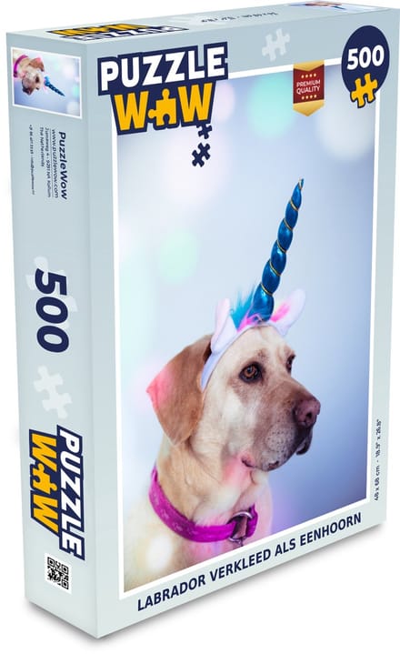 Puzzel Labrador verkleed als eenhoorn - Legpuzzel - Puzzel 500 stukjes