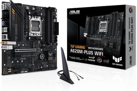 ASUS TUF GAMING A620M-PLUS WIFI Moederbord - AMD A620 - AMD AM5 - DDR5 RAM - Micro-ATX