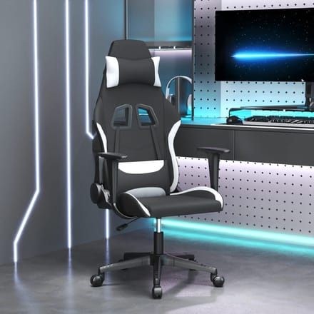 vidaXL - Gamestoel - stof - zwart - en - wit
