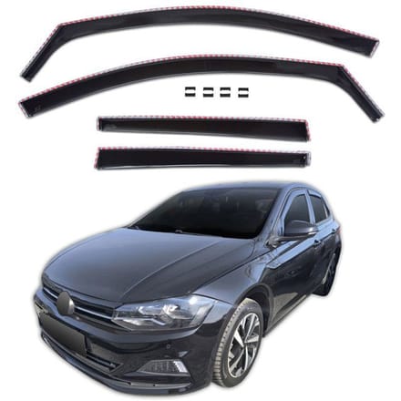 Déflecteurs de vitres - VW Polo 5 portes (depuis 2017) - 4 pièces - Teinté noir - Montage facile