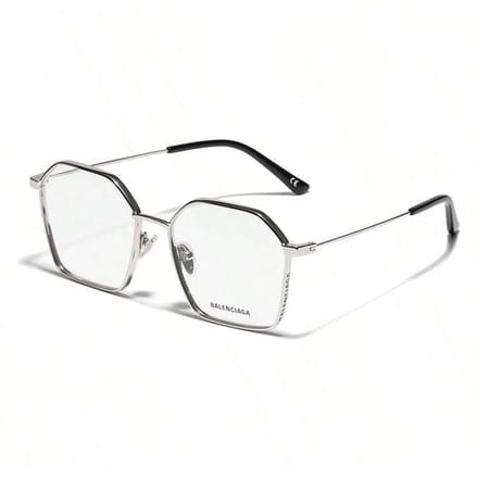 Monture de lunettes géométrique argentée Balenciaga BB0198O noir