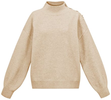 Comfortabele Gebreide Polyester Dames Trui met Schildkraag en Schouderknopen - Roze - Maat S/M