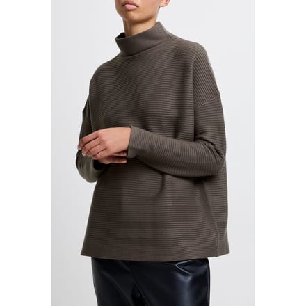 French Connection Babysoft Ribbed Mock Neck Jumper Tarmac Khaki Größe: S | Pullover Outlet | Damen | Braun