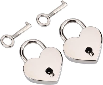 Hartvormig Hangslot 2 Sets - Antiek Design met Sleutel - Decoratief en Functioneel