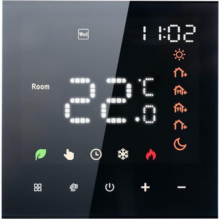 Slimme thermostaat 16A Digitaal programmeerbaar LCD-scherm Touchscreen Vloerverwarmingstemperatuur Normal 3A Water Heating Dot Type zwart