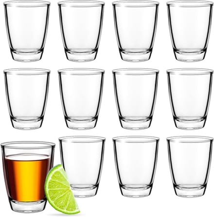 Set van 12 Heldere Shotglazen van 30ml met Zware Basis voor Tequila, Vodka, Whisky en Gin