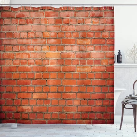 ABAKUHAUS Abstracte douchegordijn – Bakstenen muur – 175×200 cm – Kaneel