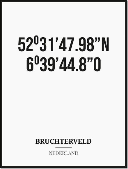 Poster/kaart BRUCHTERVELD met coördinaten
