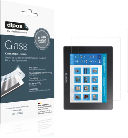 dipos – 2x Pantserfolie geschikt voor Weintek cMT3092X | 9H Screenprotector