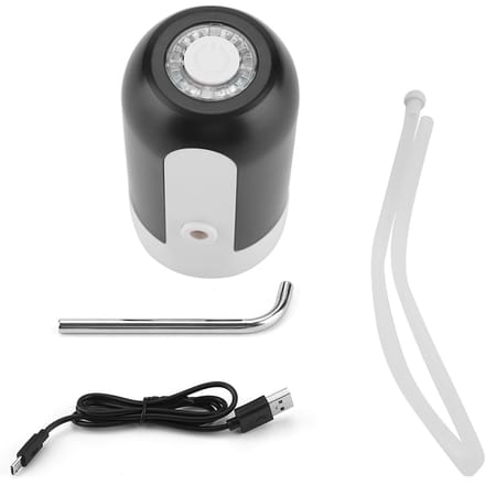 Pompe à eau embouteillée à lumière LED portable, distributeur rechargeable par USB pour la maison et le bureau (Noir) noir