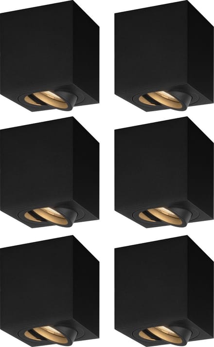 Ledvion - 6X LED Opbouwspots - Dimbaar - 3W - 2700K - Zwart