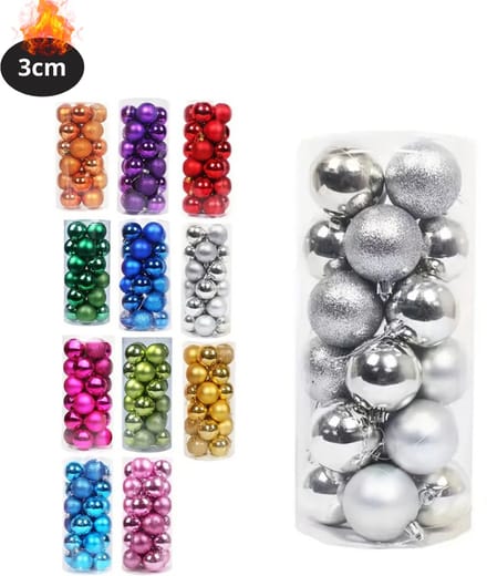 Livano Kerstballen - Kerstversiering - Plastic - Zilver - 3 cm - 24 stuks