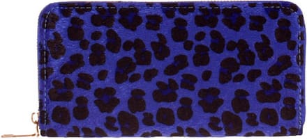 Portemonnee blauw met luipaardprint - 20x11 cm