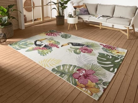 Flycarpets Flair Binnen & Buitenkleed Vloerkleed Tropical Dream - Creme / Multi - 240x340 cm