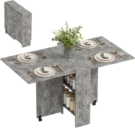 HOMCOM-Opklapbare eettafel-spaanplaat-75x140x74cm-Grijs