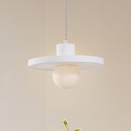 Lindby - hanglamp - 1licht - Gips, glas - H: 8.5 cm - E27 - wit