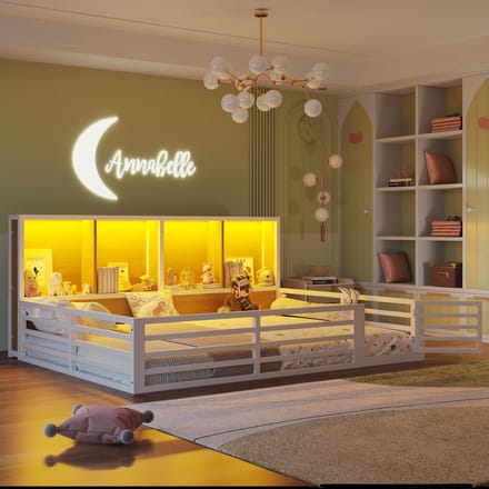 Daybed - 140x200 cm - Met Lattenbodem en Opbergvak - Met Brüstung - Metaal - Wit
