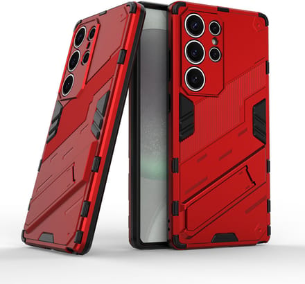 Solidenz StandGuard Xtreme geschikt voor Samsung Galaxy S25 Ultra hoesje - Rood