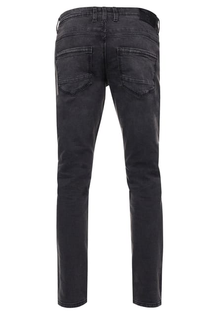 Antracietkleurige used jeansbroek "MELVIN" slim fit katoen-stretch