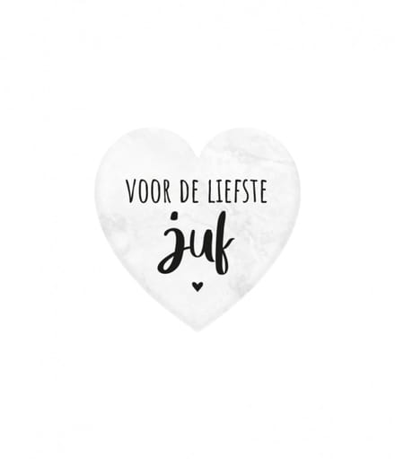Marmeren hartje - Voor de liefste juf - 5x5cm