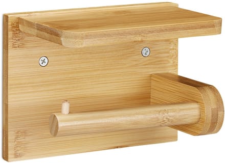 Doodadeals® Bamboe WC Rolhouder met Plankje – Stijlvol en Functioneel - Toiletrolhouder