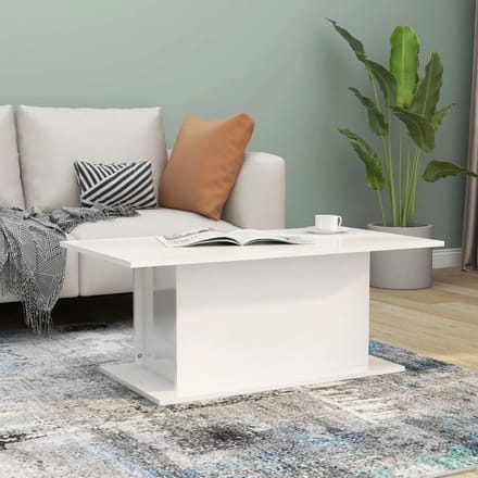 vidaXL - Salontafel - 102x55,5x40 - cm - bewerkt - hout - hoogglans - wit