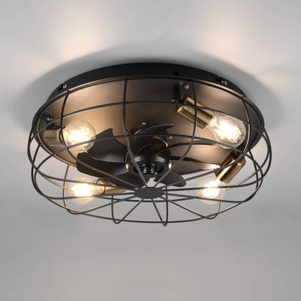 REALITY TRONDHEIM - Ventilator - Zwart mat - excl. 4x E27 4 W - Licht apart schakelbaar - Afstandsbediening - 3 snelheidsinstellingen - Timer
