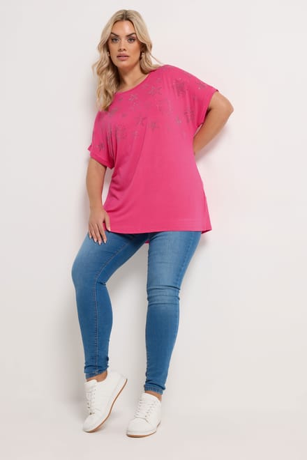 Yours Roze Tshirt Met Sterrenversiering Size 44